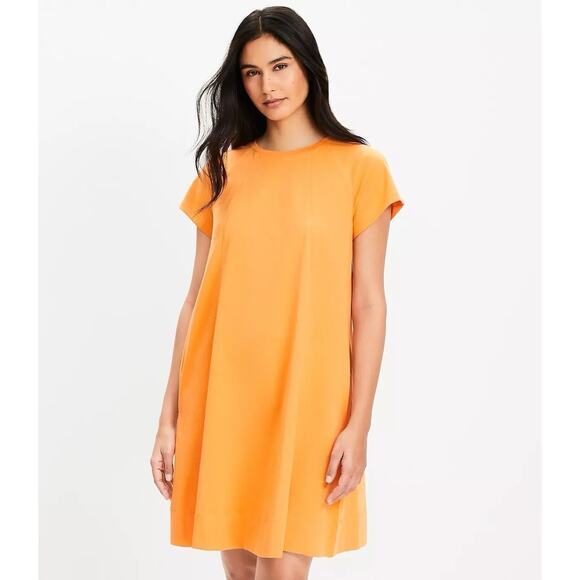 LOFT Dresses & Skirts - NWT Loft Seamed Pocket Tangerine Bliss Orange Cotton Jersey Mini Dress